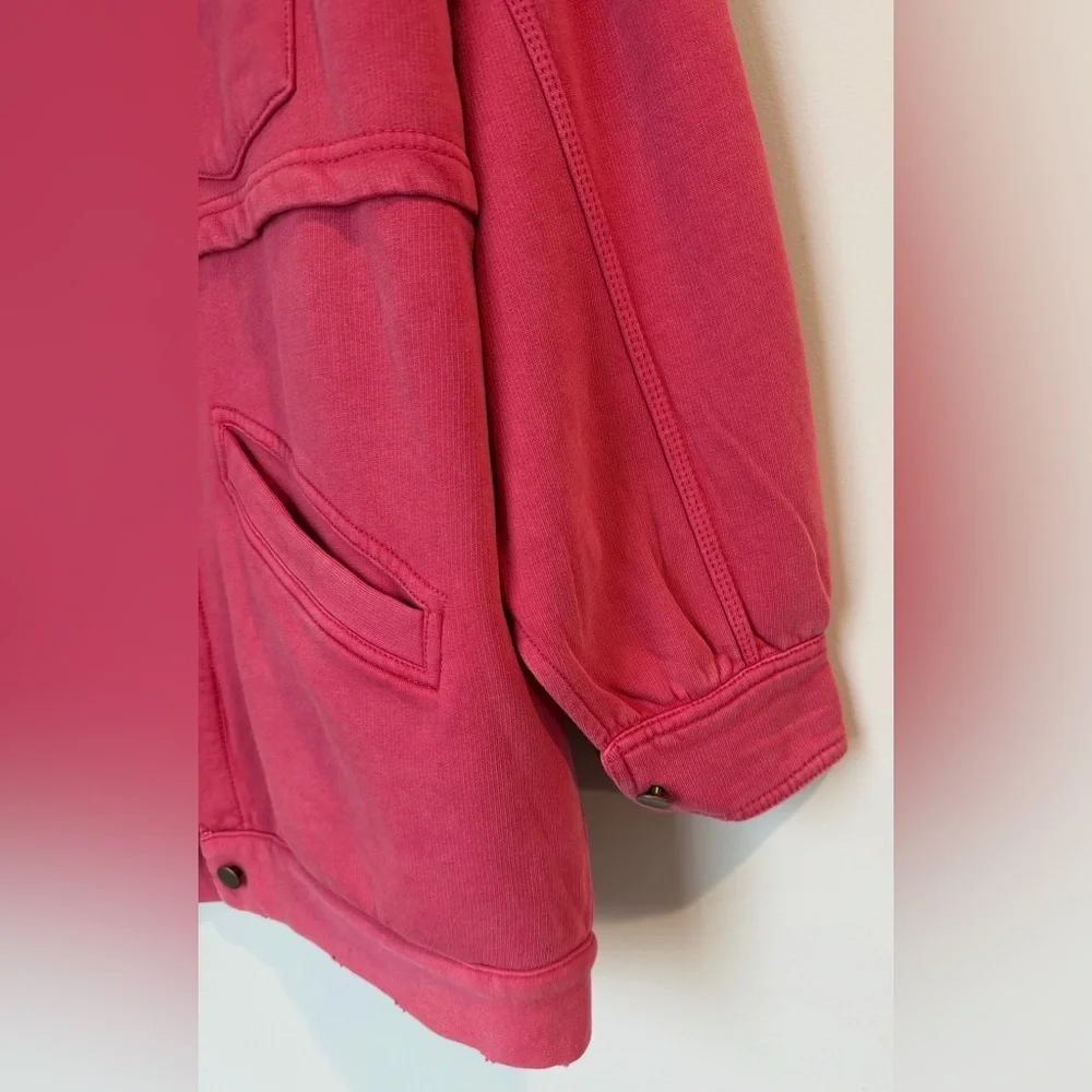 FREE PEOPLE We The Free Dawson Chore Jacket OVERSIZED Pink Painted Roses  XS/S/M